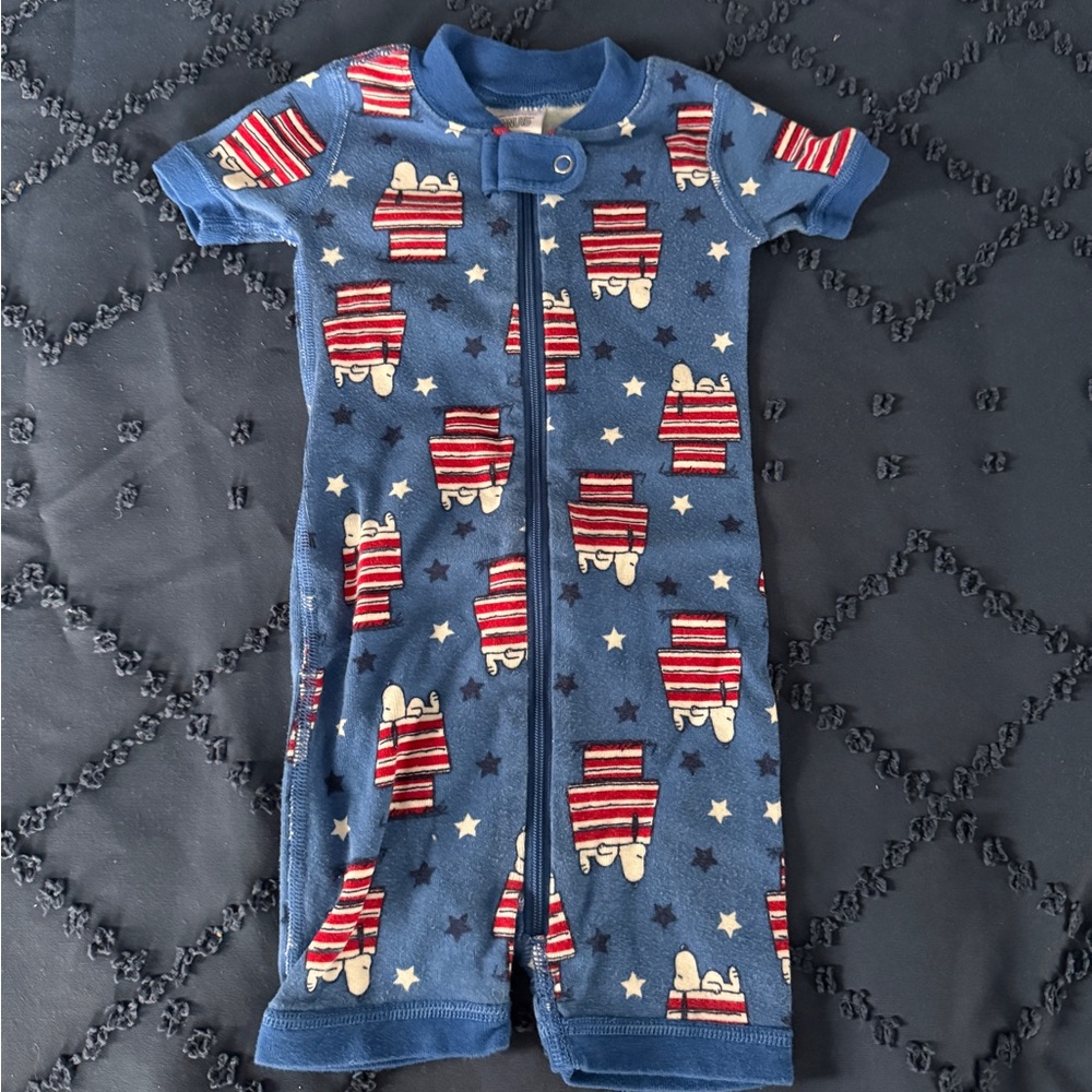Hanna Anderson Peanuts Americana Baby Zip Shorty